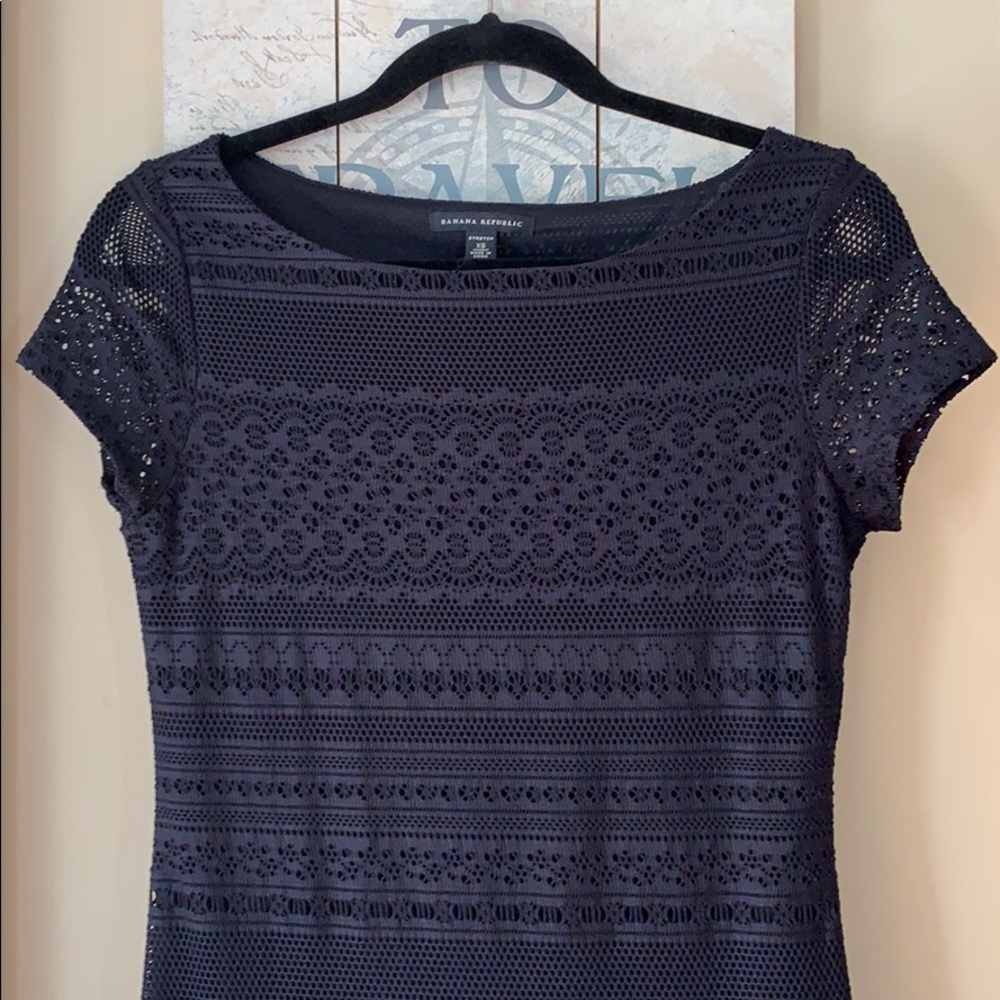 Banana Republic Navy Crochet-like Dress Sz XS